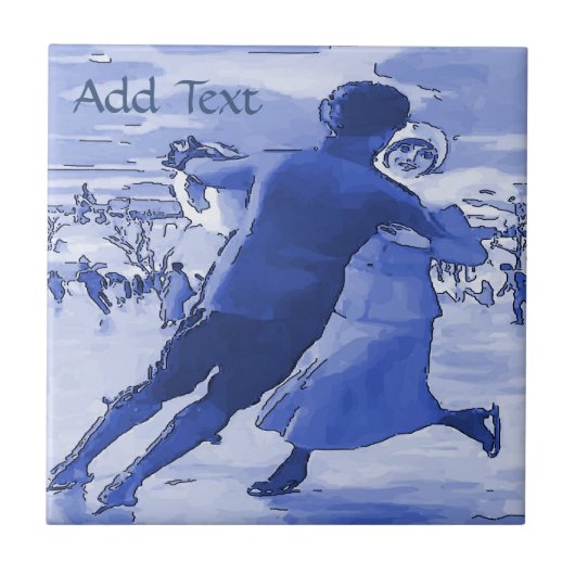 Couple Ice Skaten Tile, Dutch Look, Personalize Fliese (Vorderseite)