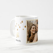 Couple in Liebe Monogram Gold Droplets Kaffeetasse (Vorderseite Links)