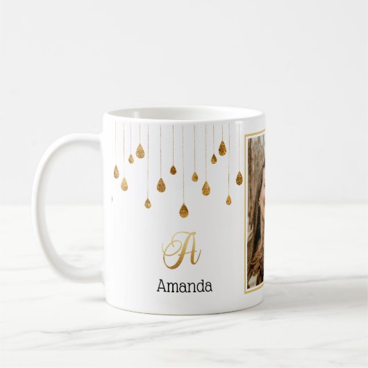 Couple in Liebe Monogram Gold Droplets Kaffeetasse (Links)