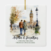 Couple in London England Watercolor Travel Art Keramikornament (Rückseite)