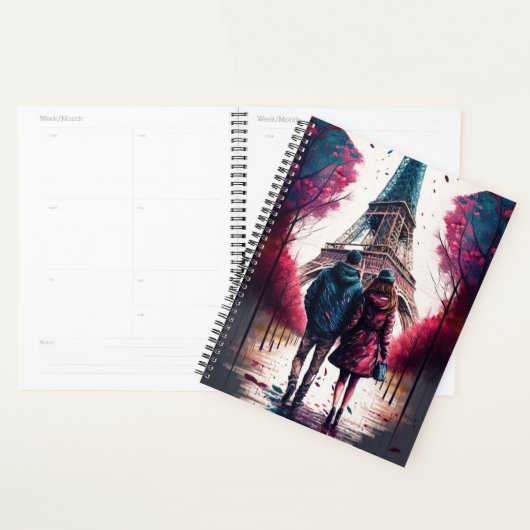 Couple in Paris im Eiffelturm im Herbst Planer (Anzeige)