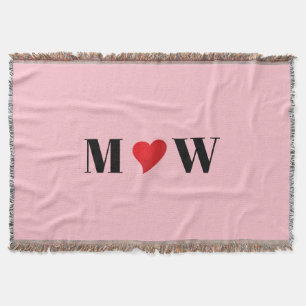 Couple-Initialen anpassen A Lieben B rotes Herz ro Decke