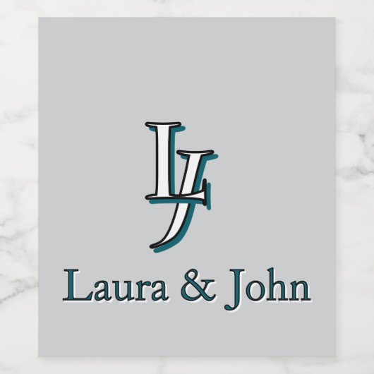 Couple Initials & Names Love Label Set Weinetikett (Einzelnes Label)