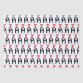 Couple Kaiser Penguin Herz  Seidenpapier