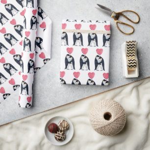 Couple Kaiser Pinguin Herzvalentinstag Geschenkpapier