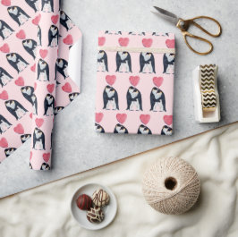 Couple Kaiser Pinguin Herzvalentinstag Geschenkpapier