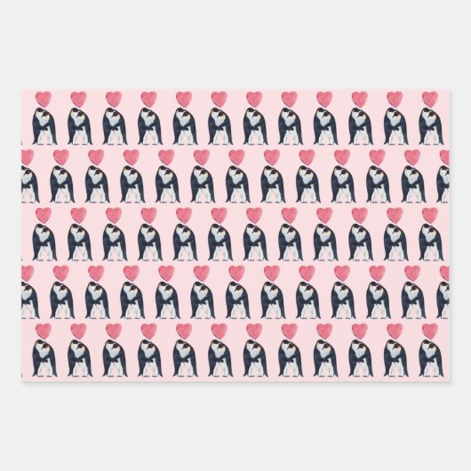 Couple Kaiser Pinguin Herzvalentinstag Geschenkpapier Set (Vorderseite 2)