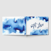 COUPLE KEEPSAKE blaue Aquarellfarbe beherrscht Gästebuch (Voll)