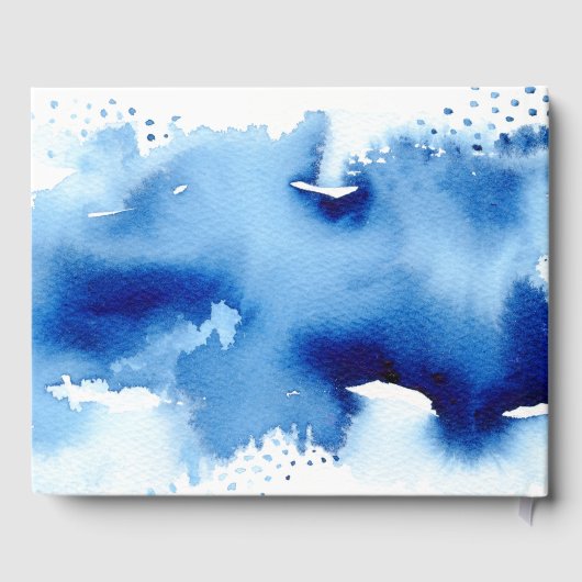 COUPLE KEEPSAKE blaue Aquarellfarbe beherrscht Gästebuch (Rückseite)