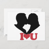 Couple Kissing Silhouette mit I ♥ U Text Postkarte (Vorne/Hinten)