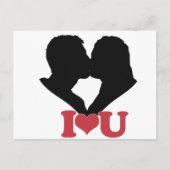 Couple Kissing Silhouette mit I ♥ U Text Postkarte (Vorderseite)