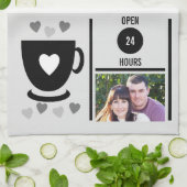 Couple Küchenest Date Kaffee Foto schwarz Geschirrtuch (Gefaltet)