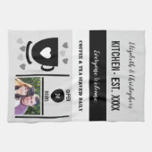 Couple Küchenest Date Kaffee Foto schwarz Geschirrtuch (Horizontal)