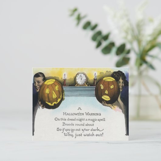 Couple Kürbislaterne Pumpkin Postkarte (Stehend Vorderseite)