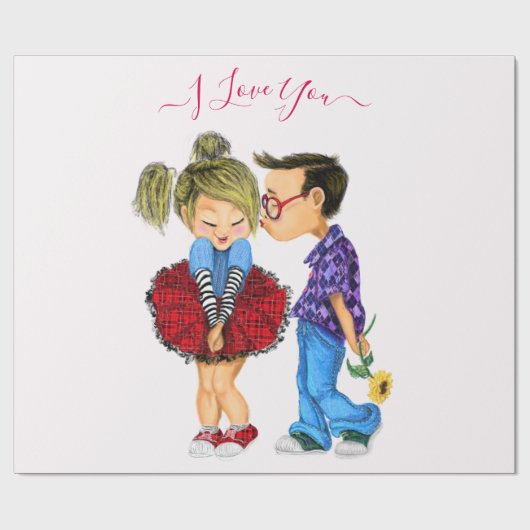 Couple Liebe Geschenkpapier - I Liebe You (Flach)