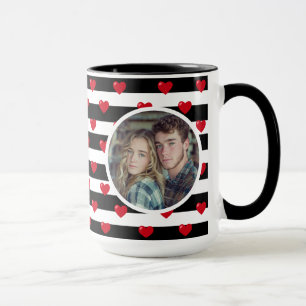 Couple Liebe Hearts Stripe Valentinstag Foto Tasse