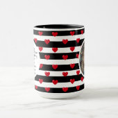 Couple Liebe Hearts Stripe | Valentinstag Foto Tasse (Zentrum)