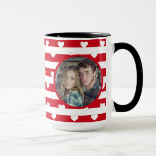 Couple Liebe Hearts Stripe Valentinstag Foto Tasse