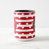 Couple Liebe Hearts Stripe | Valentinstag Foto Tasse (Zentrum)