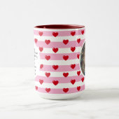 Couple Liebe Hearts Stripe | Valentinstag Foto Tasse (Zentrum)