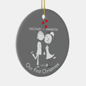 Couple Liebe Our First Christmas Keramik Ornament (Rechts)