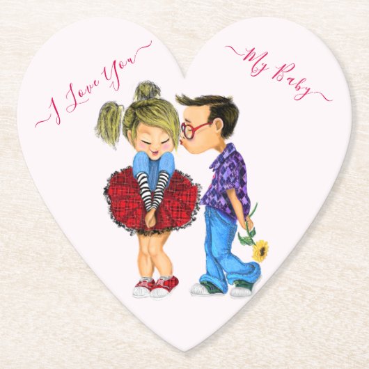 Couple Liebe Paper Untersetzer - I Liebe You (Vorderseite)