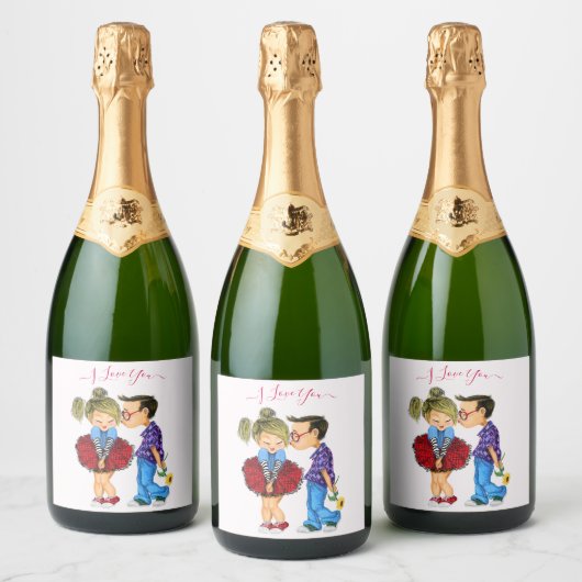 Couple Liebe Sparkling Wine Label - I Liebe You Schaumweinetikett (Flaschen)