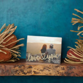 Couple LIEBE YOU Gold Heft Script Foto Custom Fotoplatte (Seite)