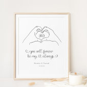 Couple Line Art Heart Shape Hands Poster