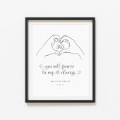 Couple Line Art Heart Shape Hands Poster