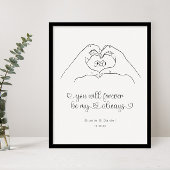 Couple Line Art Heart Shape Hands Poster