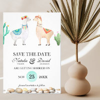 Couple Llama Wedding Save the Date Announction