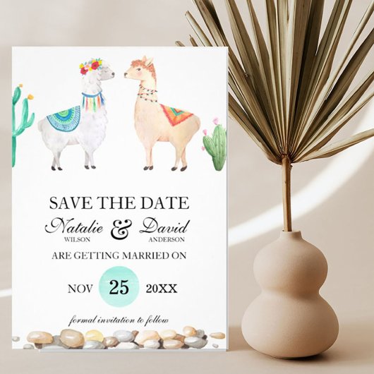 Couple Llama Wedding Save the Date Announction Einladung