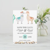Couple Llama Wedding Save the Date Announction Einladung (Stehend Vorderseite)
