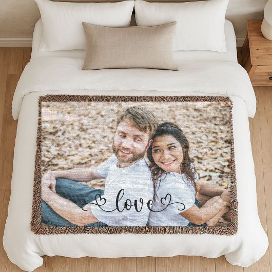 Couple Love Modern Anniversary Photo Woven Decke