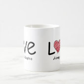 Couple Love Scribble Heart Modern Black & Red Kaffeetasse (Mittel)