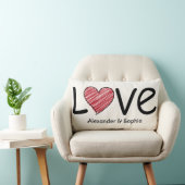 Couple Love Scribble Heart Modern Black & Red Lendenkissen (Stuhl )