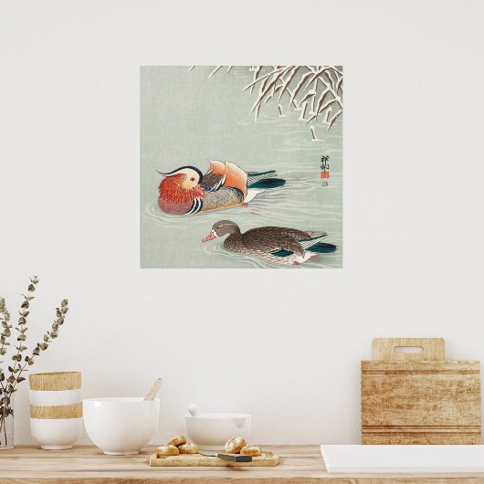 Couple Mandarin Duck Design | Ideales Geschenk Poster (Küche)