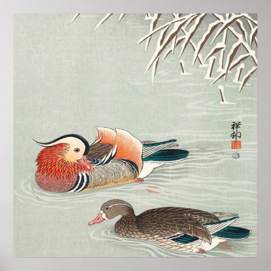 Couple Mandarin Duck Design | Ideales Geschenk Poster (Vorne)