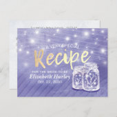 Couple Mason Jar String Light Bridal Shower Recipe Einladungspostkarte (Vorne/Hinten)