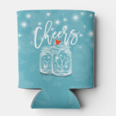 Couple Mason Jar String Lights Blue Floral Wedding Dosenkühler (Rückseite)