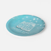 Couple Mason Jar String Lights Blue Floral Wedding Pappteller (Schrägansicht)