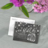 Couple Mason Jars wir noch Hochzeitsaufschub Ankündigungspostkarte