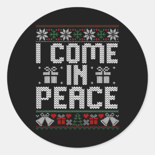 Couple Matching Peace I Come in Peace Ugly Sweater Runder Aufkleber