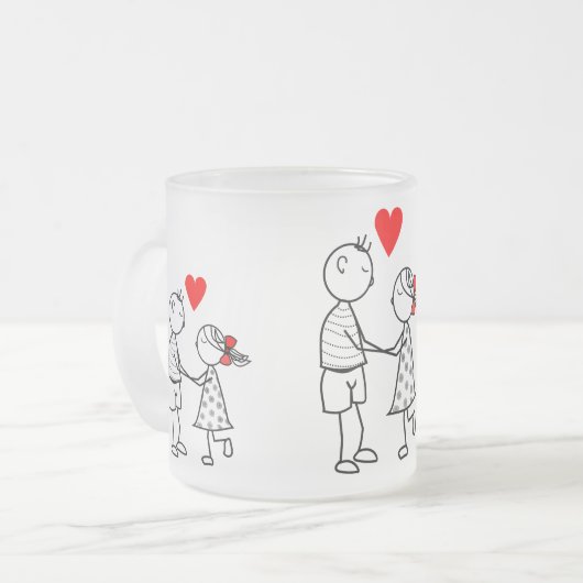 Couple Mattiert Glass Tasse - Liebe (Vorderseite Links)