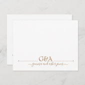 Couple Minimal Gold Monogram Mitteilungskarte (Vorne/Hinten)