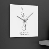 Couple-minimalistisches abstrakt Line-Art Quadratische Wanduhr