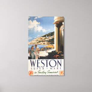 Couple mit Blick auf das Poster der Küstenbahn Leinwanddruck