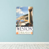 Couple mit Blick auf das Poster der Küstenbahn Leinwanddruck (Insitu (Holzboden))