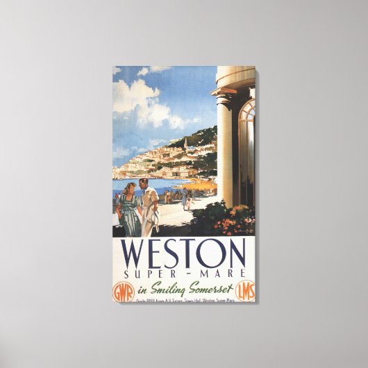 Couple mit Blick auf das Poster der Küstenbahn Leinwanddruck (Vorderseite)